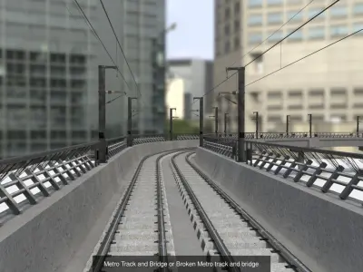 Metro PBR Model Collection railings and bridges 3D Model Pack