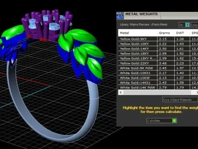 Leaf diamond ladies ring 3D print model