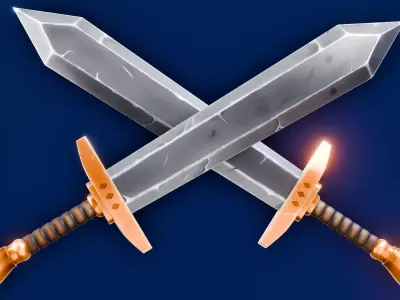 Stylized Hand Painted Sword 3D model