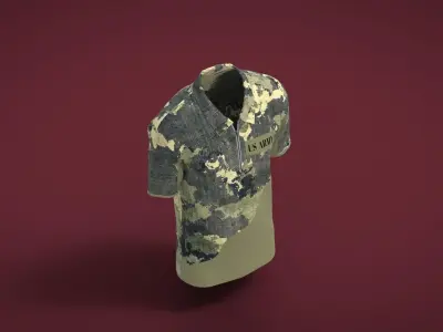 Military Outfit - T-shirt Low-poly 3D model 38