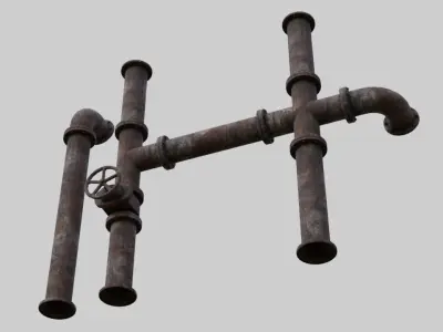 Industrial Pipes 1A Low-poly 3D model