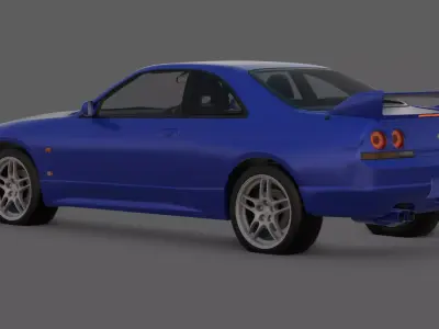1997 Nissan Skyline GT-R V-Spec R33 3D Model Godzilla Low-poly 3D model
