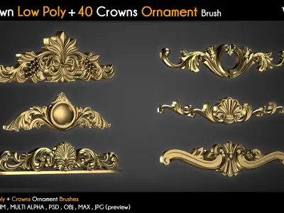 20 Crown Low Poly 40 Crowns Ornament Brush  Vol 3 Low-poly 3D model
