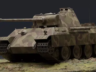 Panzerkampfwagen V Panther G with texture pack GameReady Low-poly 3D model