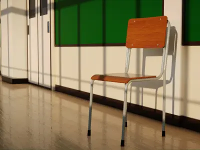 Japanese School Hallway 3d Scene 3D model