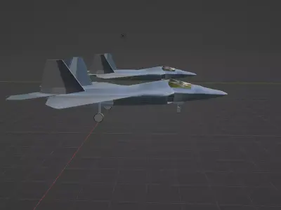  2 F-22 fighter jets 3D model
