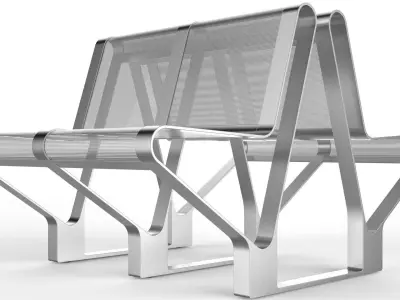 Waiting Room Seat V1 Double 2 Seats 3D model