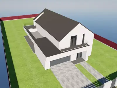 Modern Family House Barn   Minimalist Architectural 3D Model 3D model
