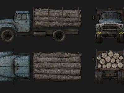 Logging Truck Low-poly 3D model