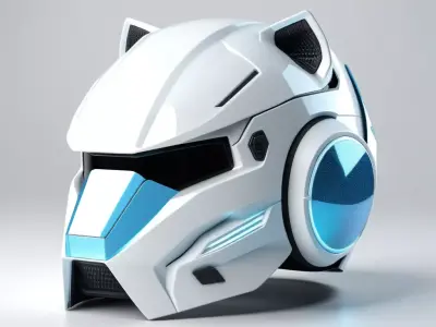 Futuristic SciFi Cat Eared Helmet 3D model