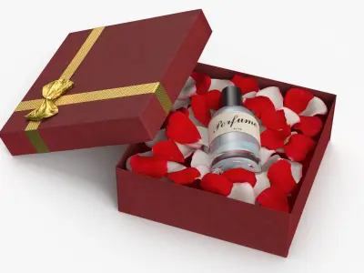Luxury Perfume Gift Box with Rose Petals 3D model