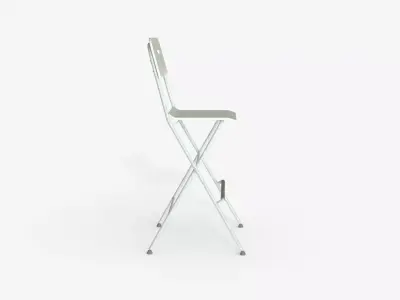 white Steel Folding Bar Chair 3D model