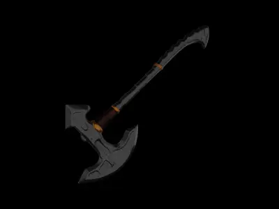 low poly  damaged axe with textures and UV Low-poly 3D model