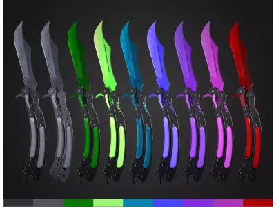 Butterfly Knife - 9 in 1  Low-poly 3D model