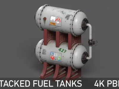 Stacked liquid fuel tanks - PBR - UE5 Free low-poly 3D model