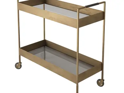 Crate and Barrel Libations Antique Brass Bar Cart 3D model