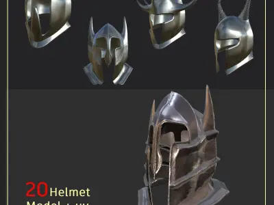 20 helmets models 3D model