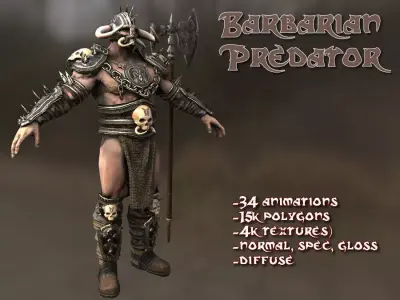 Barbarian Predator Low-poly 3D model
