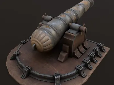 Old Cannon  Low-poly 3D model