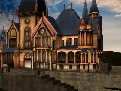 3d castle model haunted Low-poly 3D model