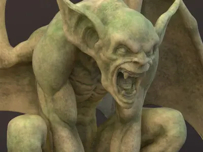 Stone Gargoyle Statue 3D model