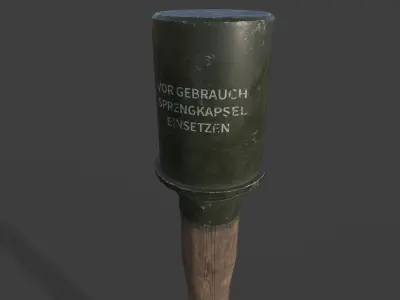 German WW2 M24 Stick Grenade Free low-poly 3D model