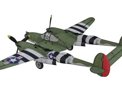 Lockheed P-38 Lightning Low-poly 3D model purchase