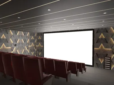 Modern Cinema Hall 01 Low-poly 3D model