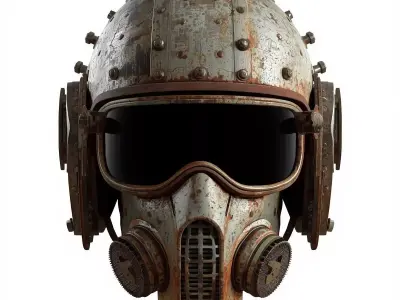 Steampunk Tactical Gas Mask Helmet 3D Model Low-poly 3D model