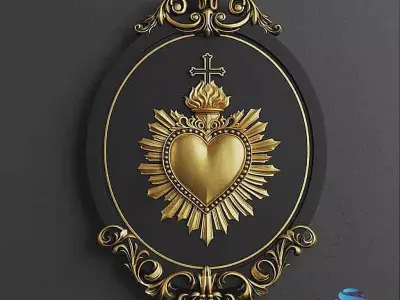 Sacred Heart Baroque Frame 3D - Commercial License 3D print model