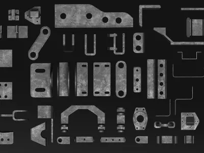 50 Hard Surface Sub-D Brackets And Linkages 3D model
