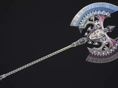 Fantasy axe 1 Stylized game ready 3d model Low-poly 3D model