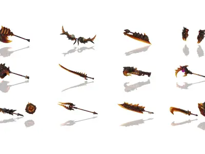 Volcano King Weapons 3D Model Pack