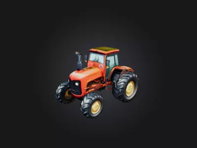 cartoon tractor 3D model from CGTrader