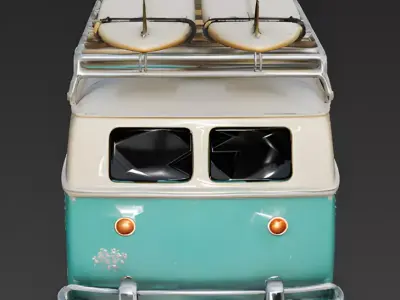 Realistic Vintage Summer Surf Van 3d model Low-poly 3D model