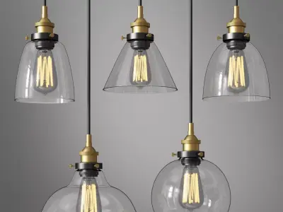 Stainless Steel Brushed Steel Shade Ceiling Lamp 3D model
