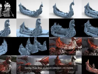 Dantes River Styx sculpture collection 3D Model Pack