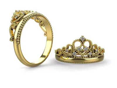 Crown Ring Band WR 09 3D print model