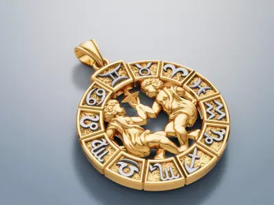 Gemini zodiac pendant 3D print model