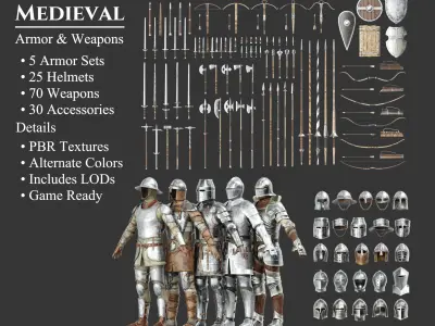 Medieval Collection Armory 3D Model Pack