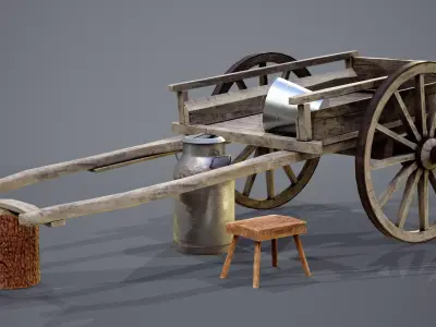 Milkmans cart Low-poly 3D model