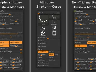 Zbrush - Cables IMM Brush and Meshes 3D model
