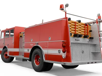 Seagrave Fire Truck Low Poly Bundle 2 3D model