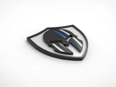 Thin Blue Line Logo Symbol Emblem Free 3D print model