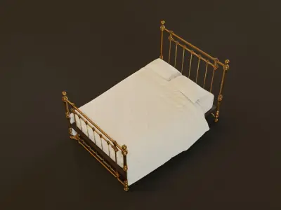 Gold Classic Metal Bed 3D model