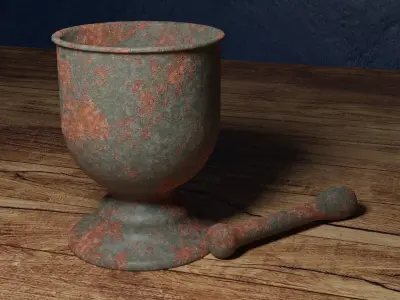Rusted Mortar and Pestle Low-poly 3D model