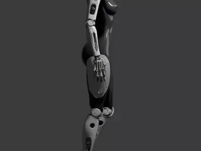 Sleek Black Female Cybernetic Android Low-poly 3D model