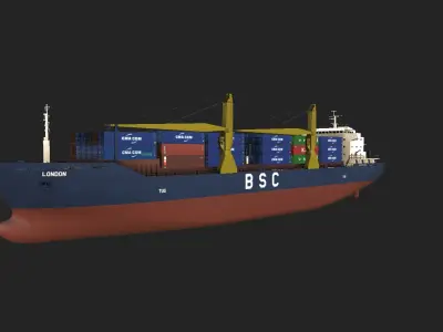 Cargo Ship with Containers Low-poly 3D model