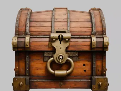 mighty wooden chest Low-poly 3D model