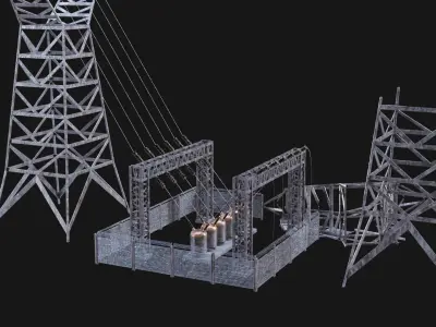 POST APO POWER STATION IMPROVISED ENERGY GENERATOR BATTERY Low-poly 3D model